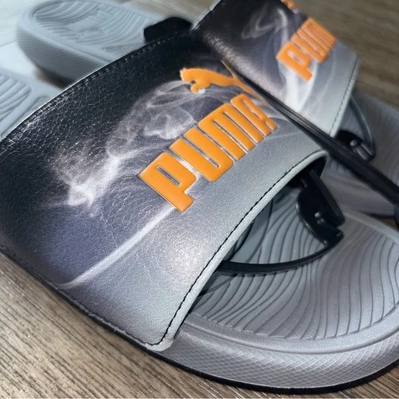 Puma Gray and Orange Sporty Slide Sandals - Picture 6 of 7